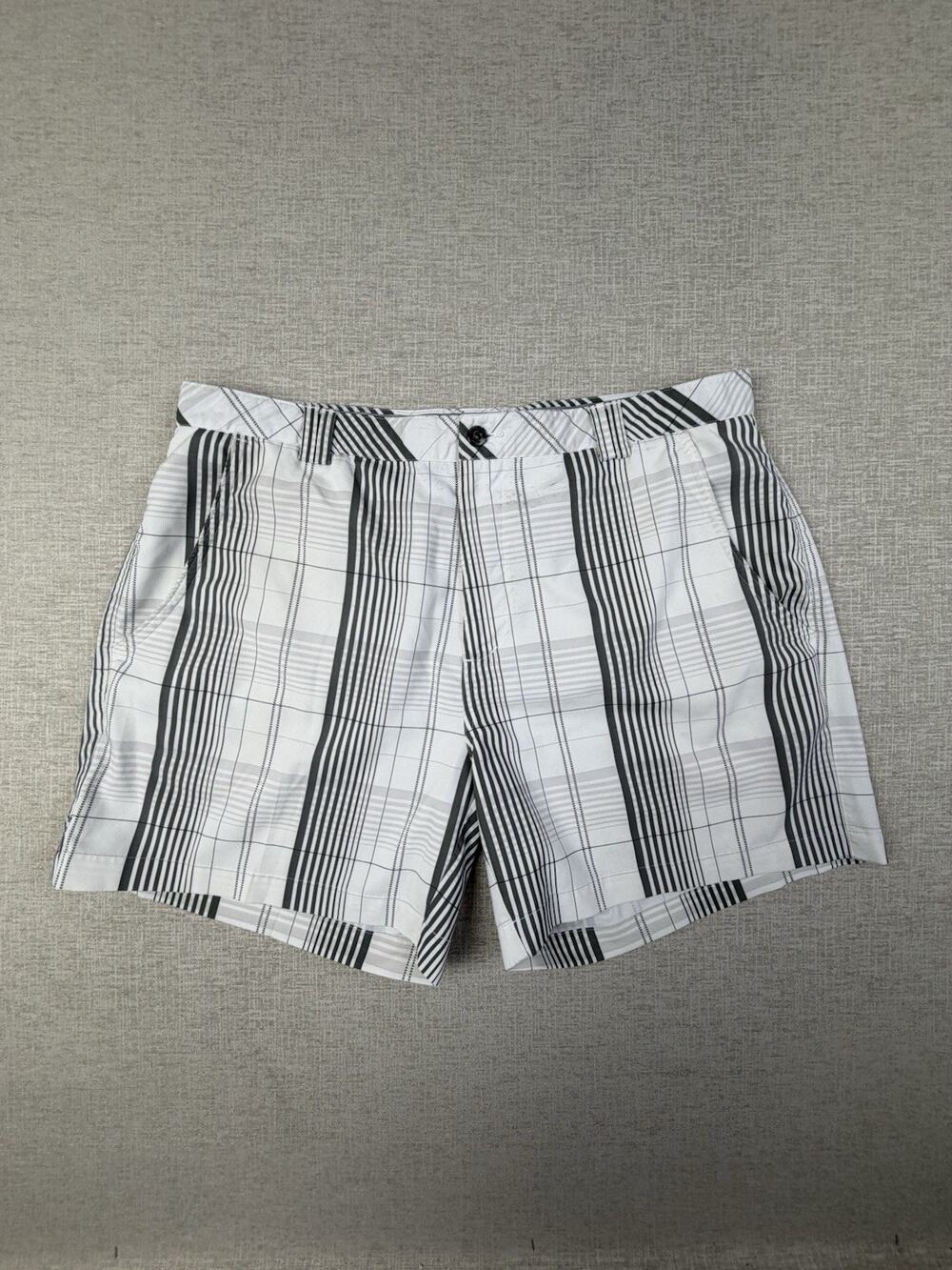 OGIO Men’s Size 40 Plaid Golf Shorts White Gray Black Stretch Performance